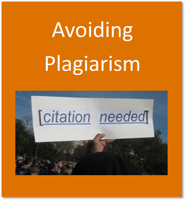 Avoiding plagiarism button containing a banner saying citation needed